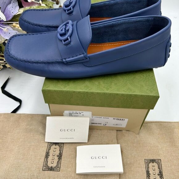Men’s Gucci interlocking GG leather driver loafers size 12 made in Italy - Picture 8 of 10
